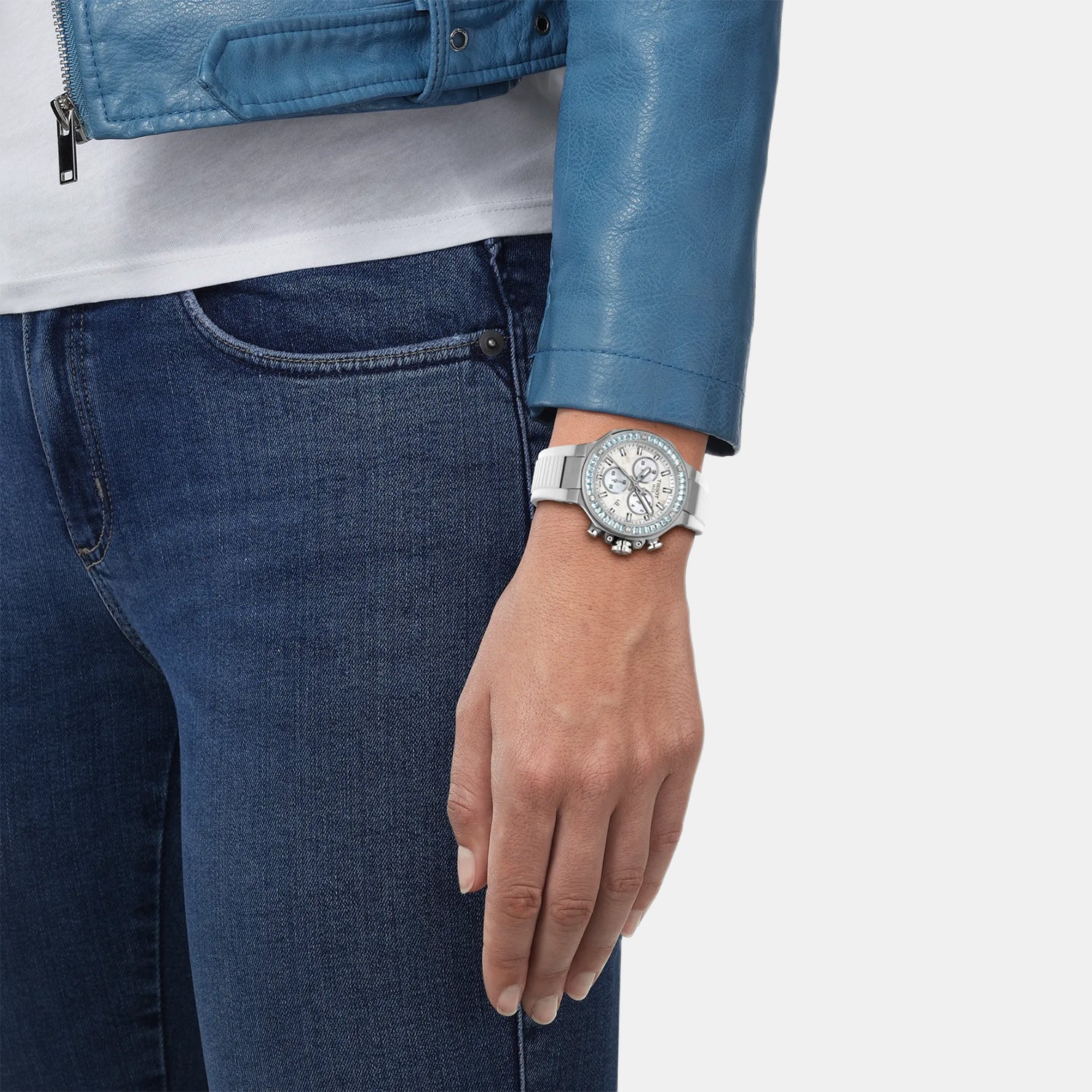 T-Race Unisex Quartz White Mother Of Pearl Dial Chronograph Silicone Watch T1418179711100