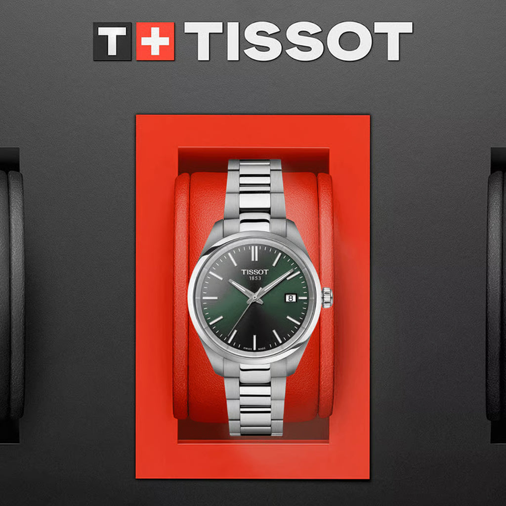 PR 100 Women Quartz Green Dial Analog Stainless Steel Watch T1502101109100