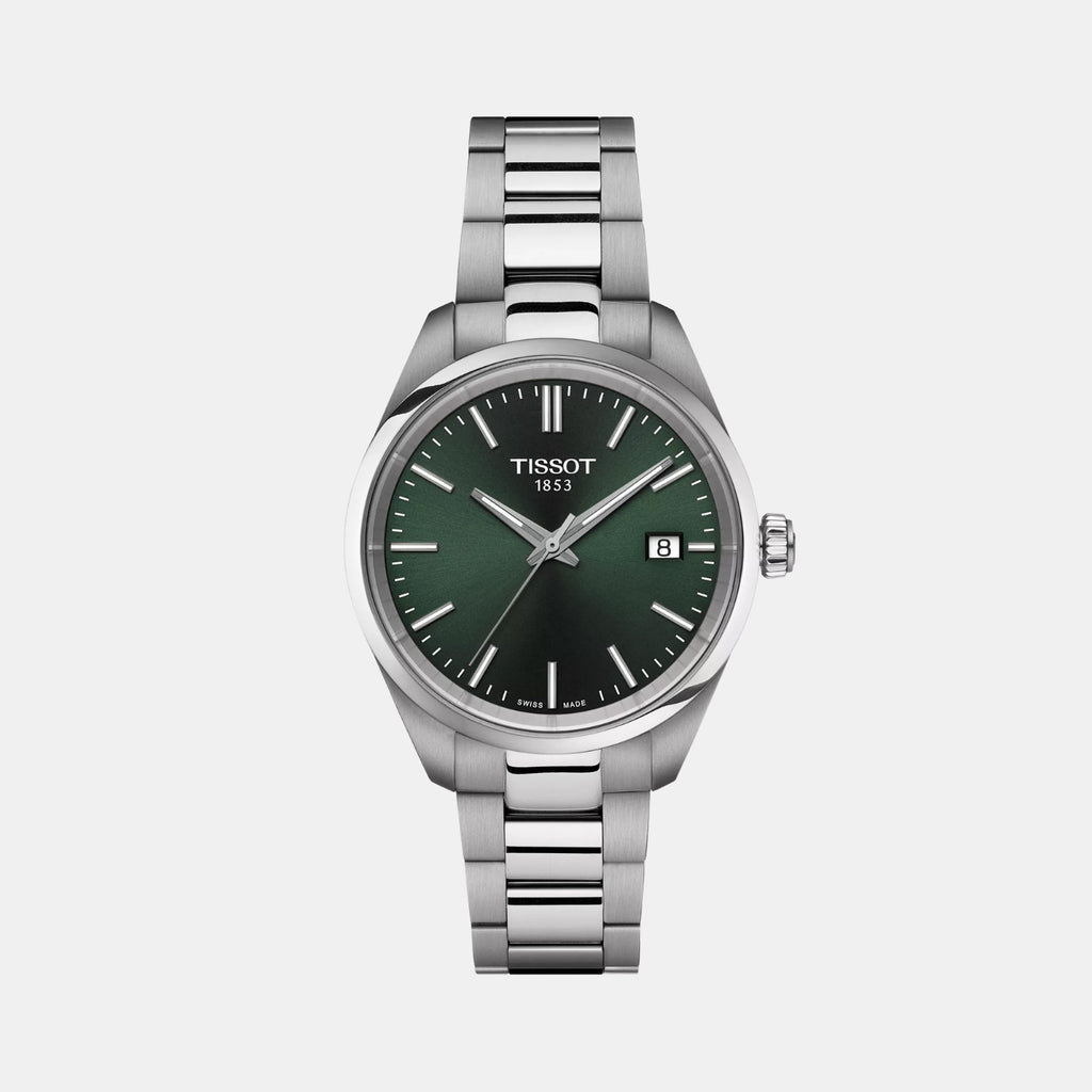 PR 100 Women Quartz Green Dial Analog Stainless Steel Watch T1502101109100