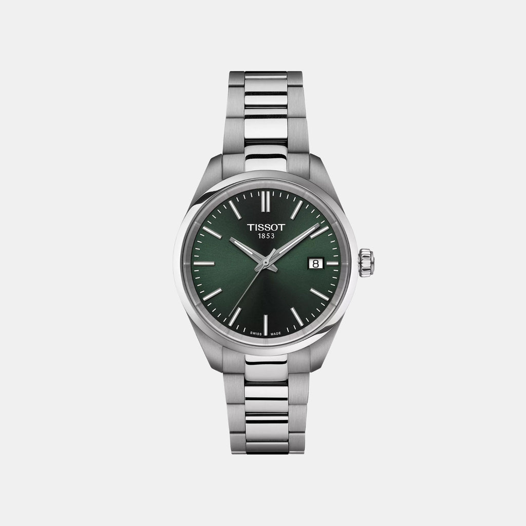 PR 100 Women Quartz Green Dial Analog Stainless Steel Watch T1502101109100