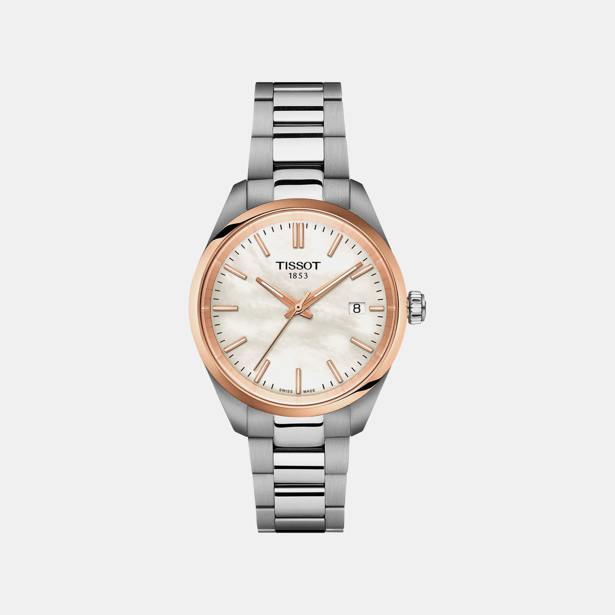PR 100 Unisex Quartz Mother Of Pearl Dial Analog Stainless Steel Watch T1502102111100