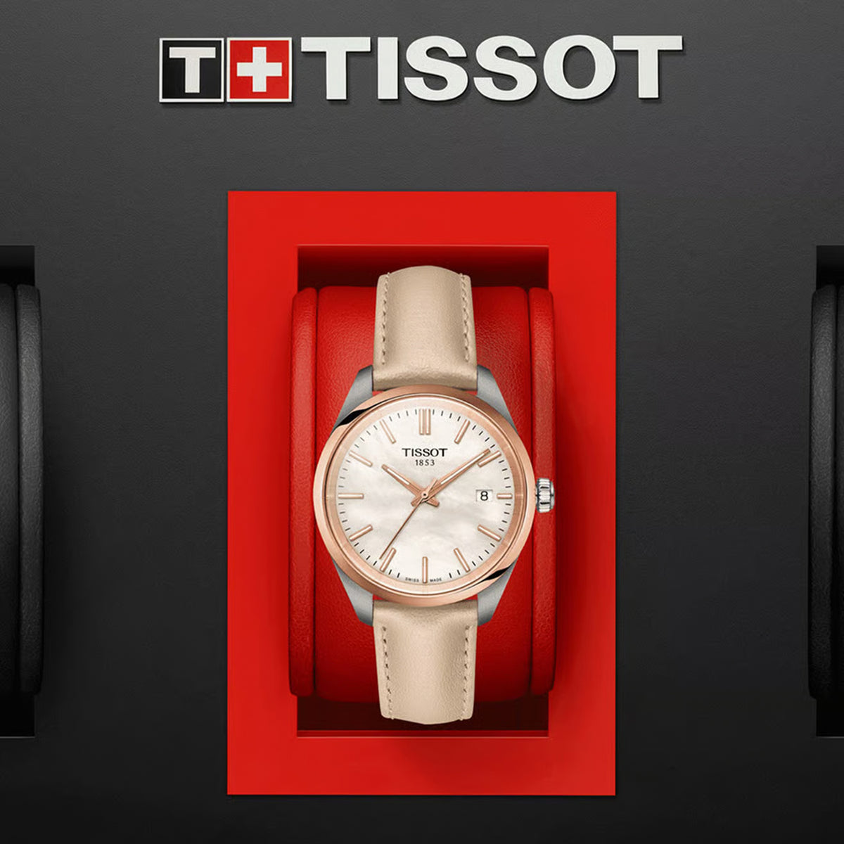 PR 100 Women Quartz Mother Of Pearl Dial Analog Leather Watch T1502102611100