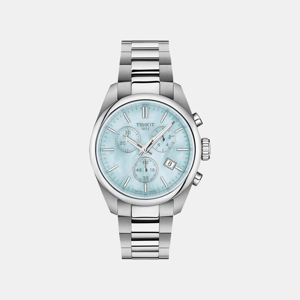 Pr 100 Women Quartz Blue Dial Chronograph Stainless Steel Watch T1502171113100