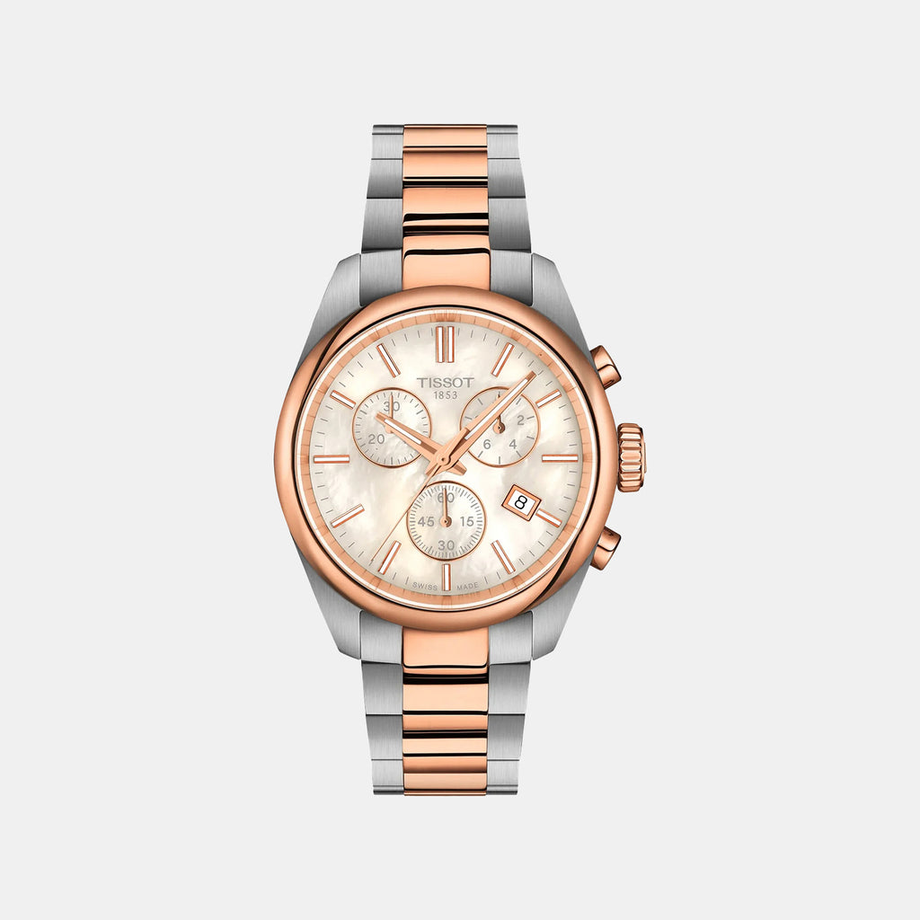 Pr 100 Classic Contemporary Women Quartz Mother Of Pearl Dial Analog Stainless Steel Watch T1502172211100