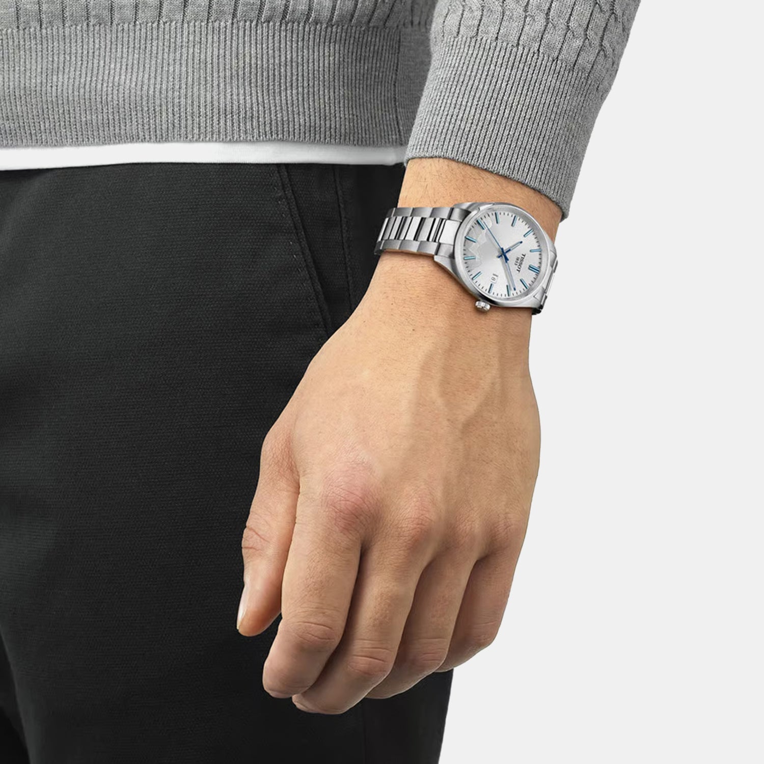 PR 100 Men Quartz Silver Dial Analog Stainless Steel Watch T1504101103100