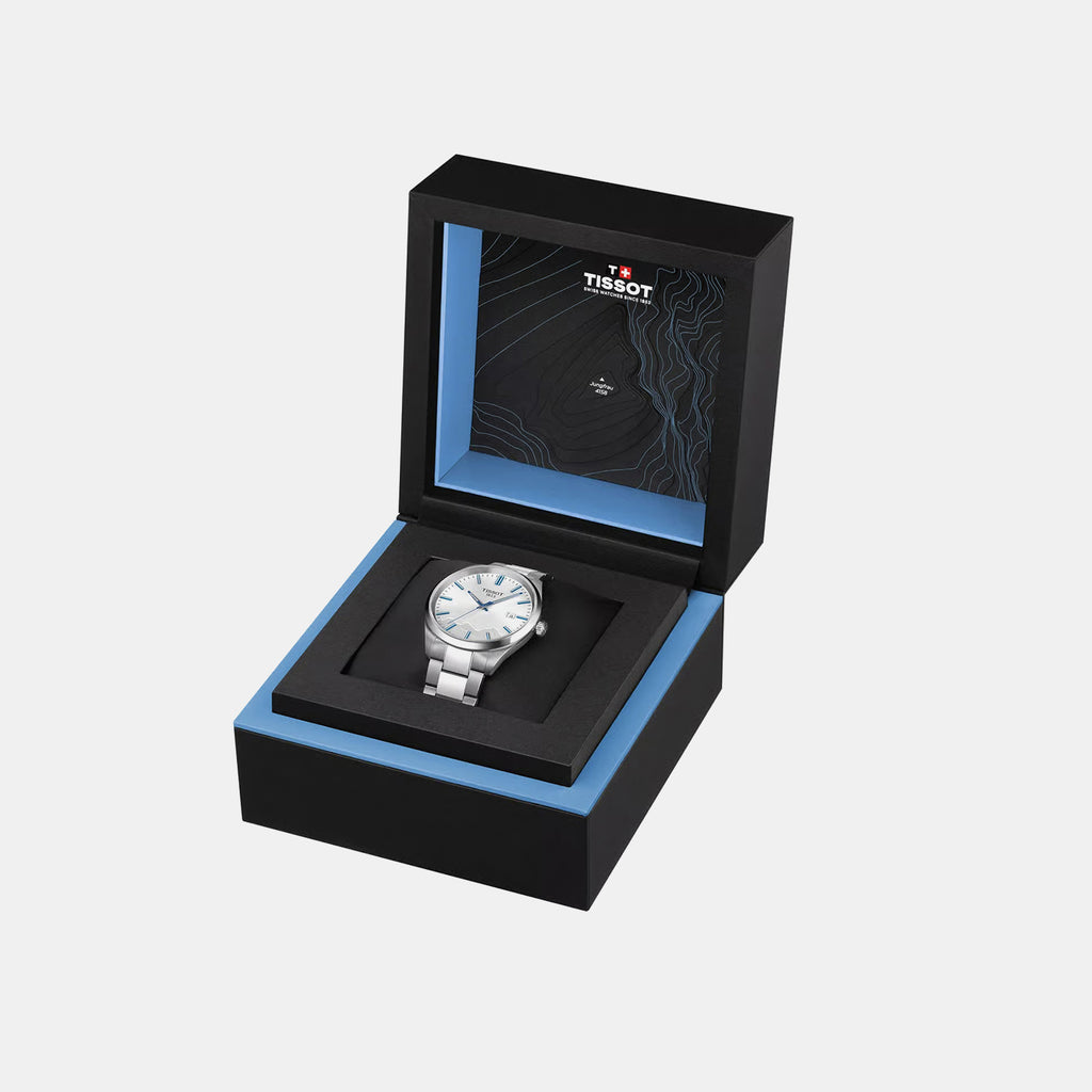 PR 100 Men Quartz Silver Dial Analog Stainless Steel Watch T1504101103100