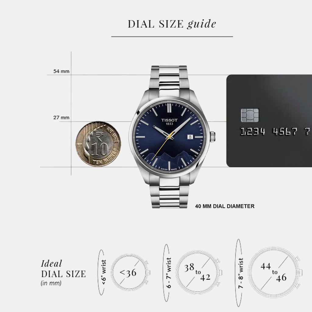 PR 100 Men Quartz Blue Dial Analog Stainless Steel Watch T1504101104102