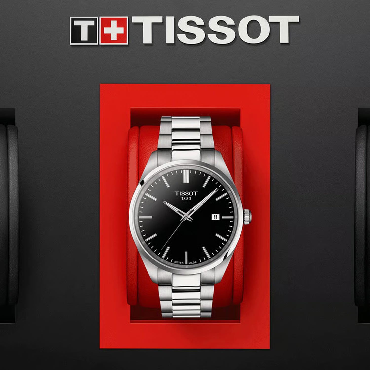 PR 100 Men Quartz Black Dial Analog Stainless Steel Watch T1504101105100