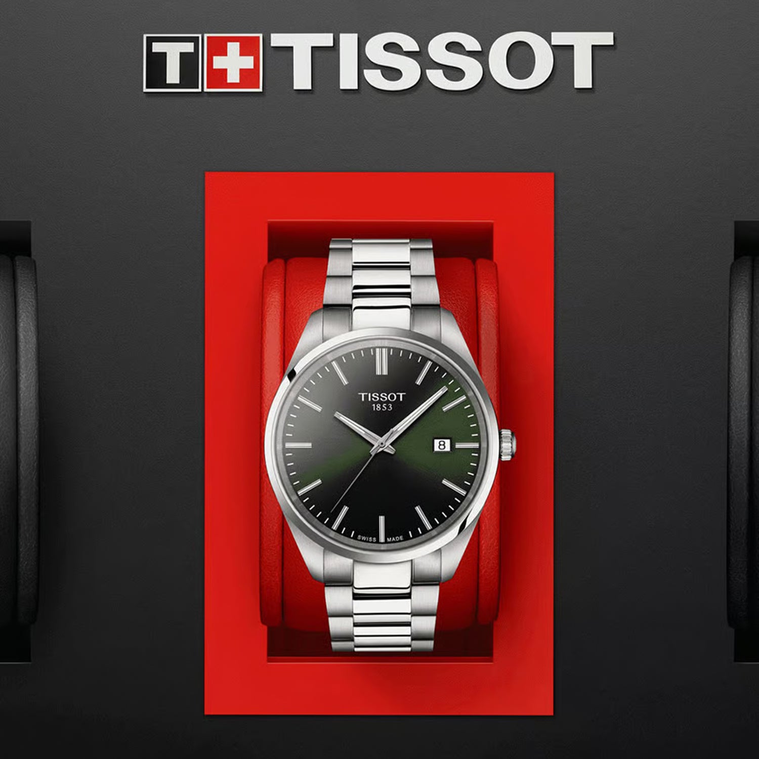 PR 100 Men Quartz Green Dial Analog Stainless Steel Watch T1504101109100