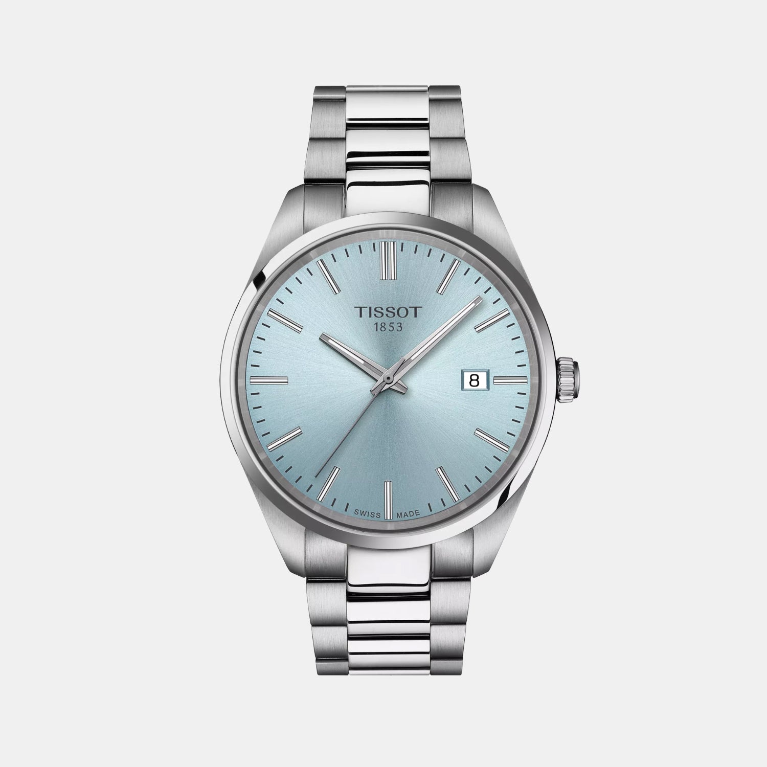 PR 100 Men Quartz Ice Blue Dial Analog Stainless Steel Watch T1504101135100