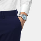 PR 100 Men Quartz Ice Blue Dial Analog Stainless Steel Watch T1504101135100