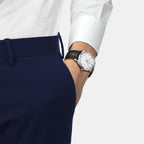 Pr 100 Men Quartz White Dial Analog Leather Watch T1504101601100