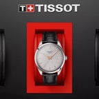PR 100 Men Quartz Silver Dial Analog Leather Watch T1504101603100