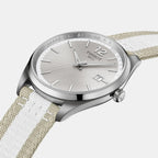 Classic Contemporary Men Quartz Grey Dial Analog Fabric Watch T1504101703700