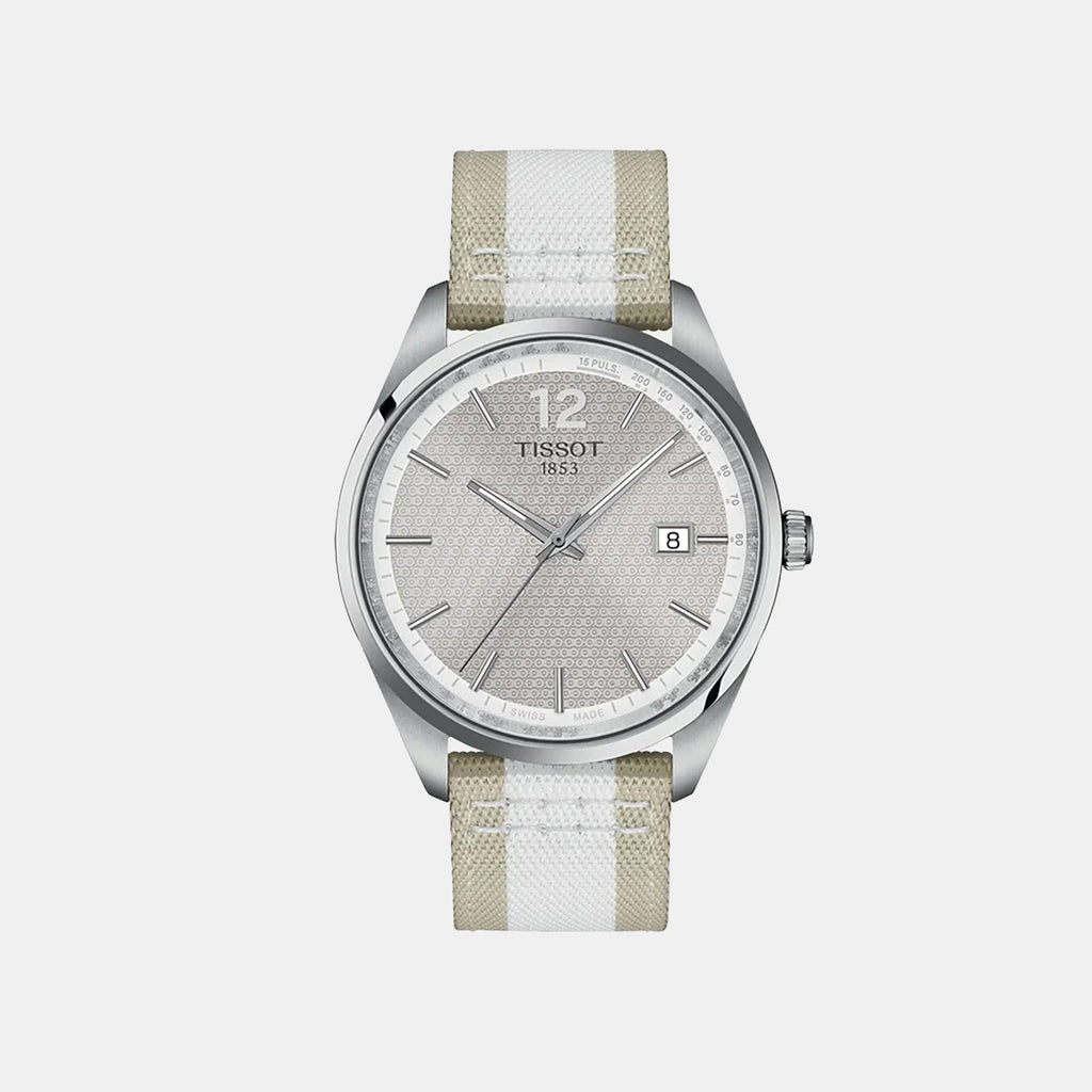 Classic Contemporary Men Quartz Grey Dial Analog Fabric Watch T1504101703700