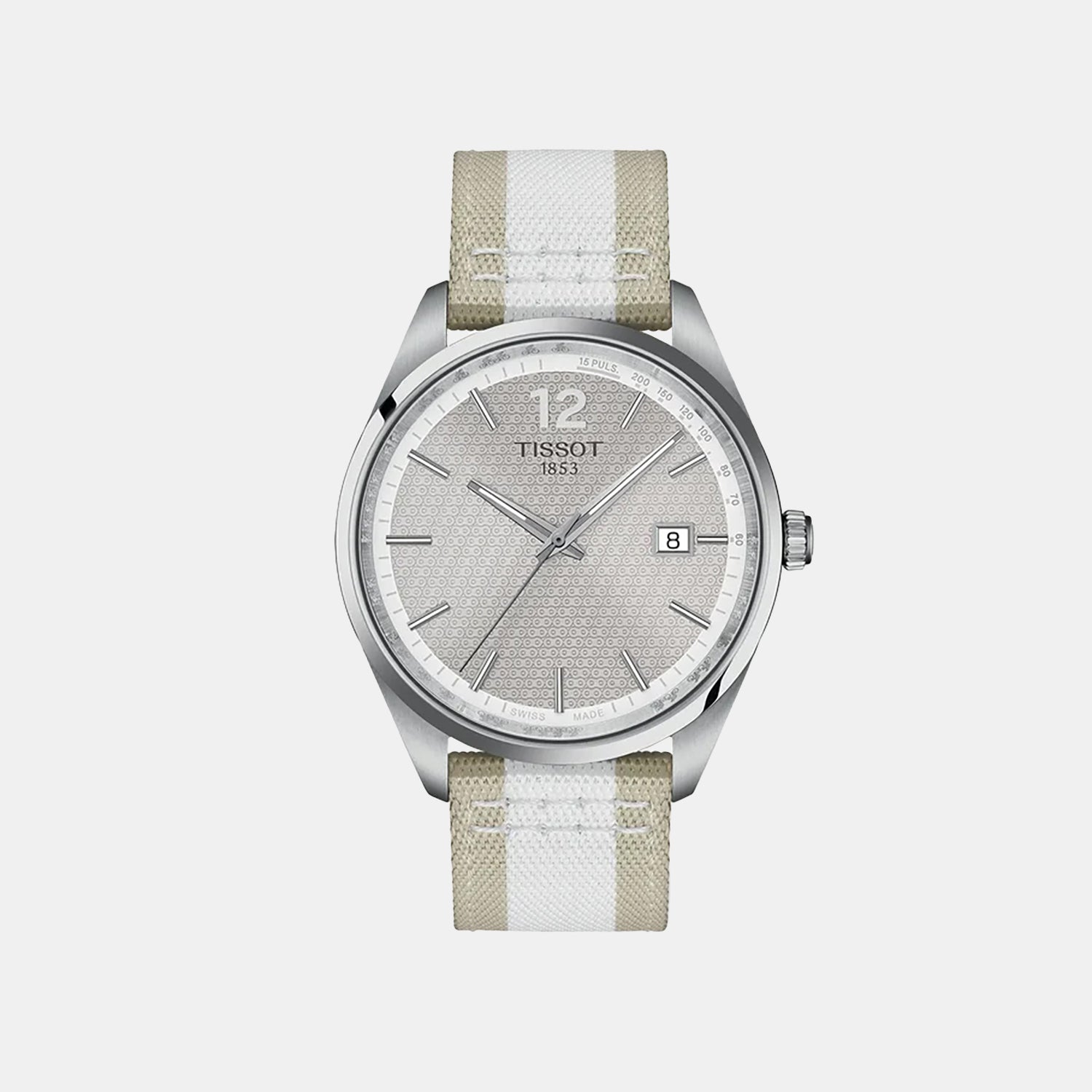 Classic Contemporary Men Quartz Grey Dial Analog Fabric Watch T1504101703700