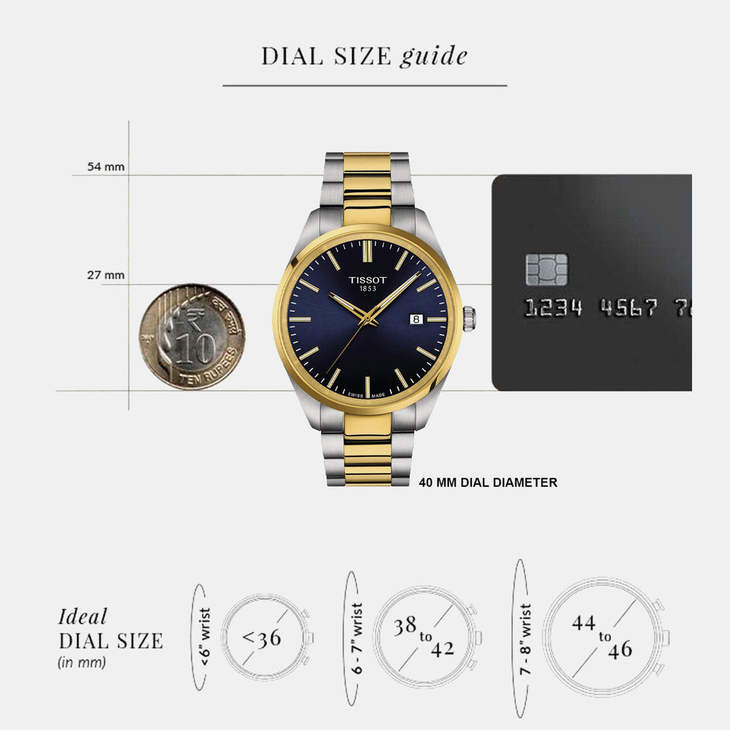 PR 100 Men Quartz Blue Dial Analog Stainless Steel Watch T1504102204100