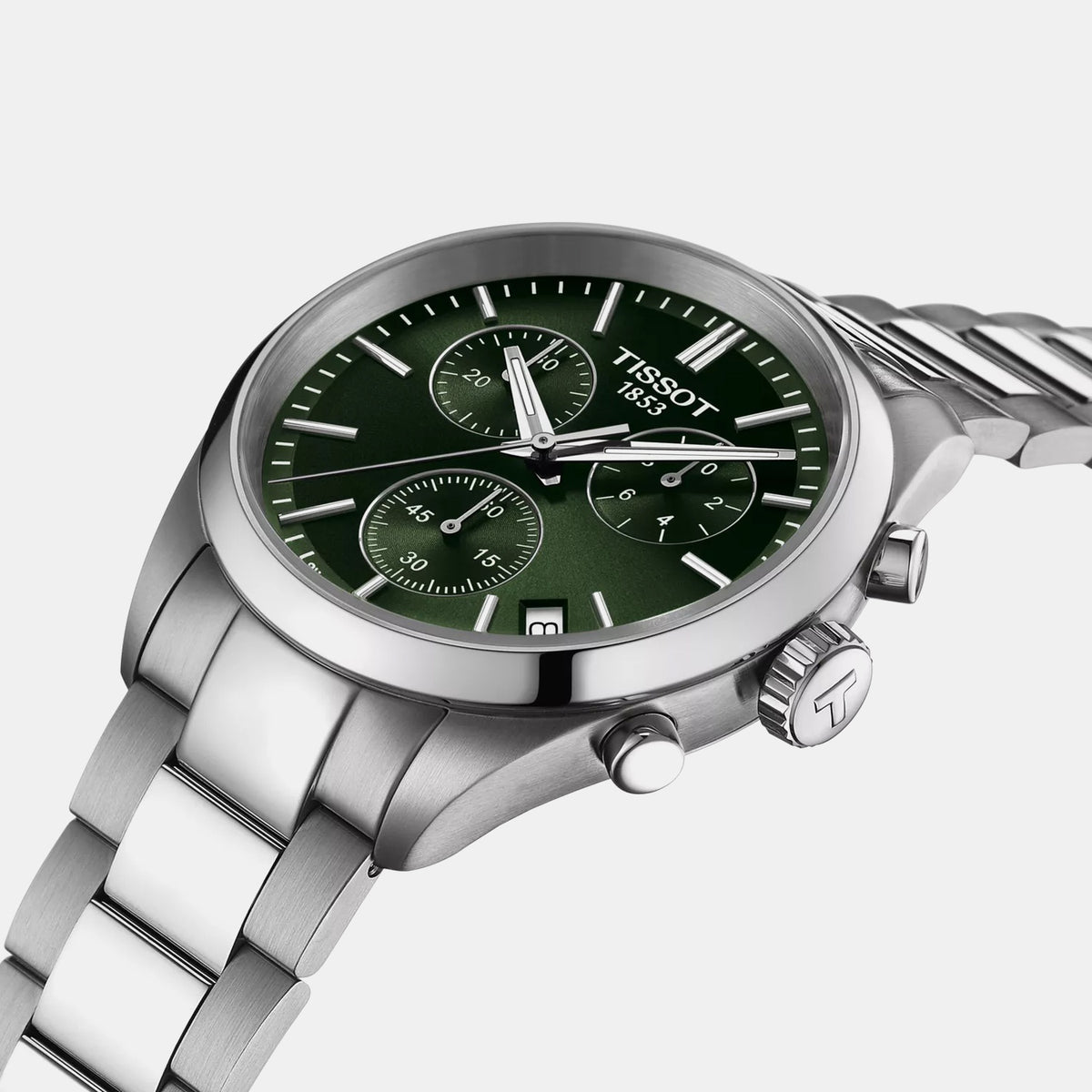 PR 100 Men Quartz Green Dial Chronograph Stainless Steel Watch T1504171109100