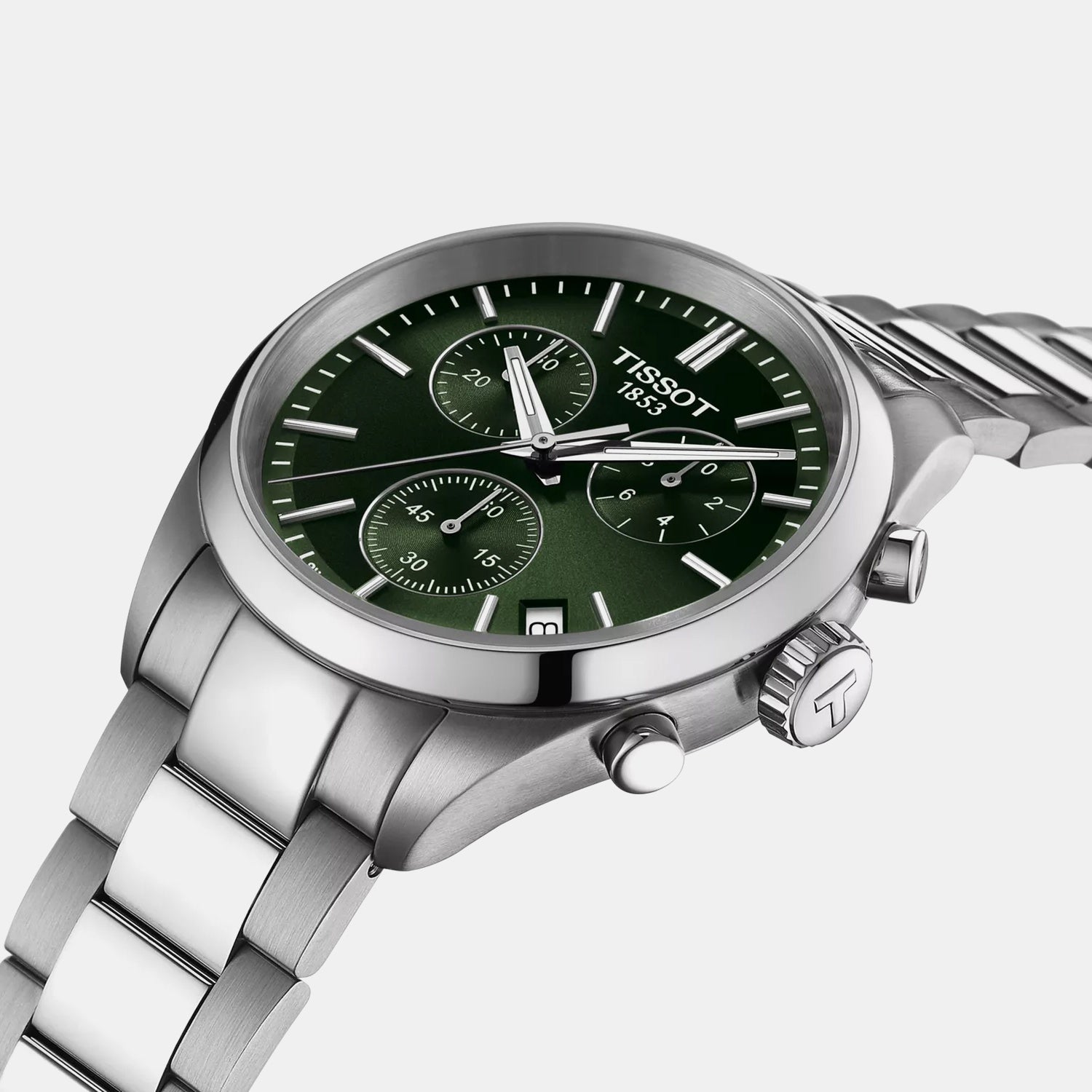 PR 100 Men Quartz Green Dial Chronograph Stainless Steel Watch T1504171109100