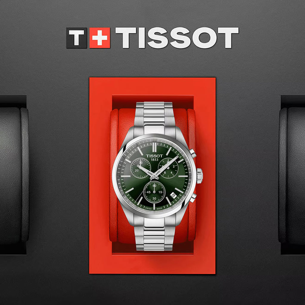 PR 100 Men Quartz Green Dial Chronograph Stainless Steel Watch T1504171109100
