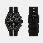 Pr 100 Men Quartz Black Dial Chronograph Fabric Watch T1504173705700
