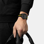 Pr 100 Men Quartz Black Dial Chronograph Fabric Watch T1504173705700