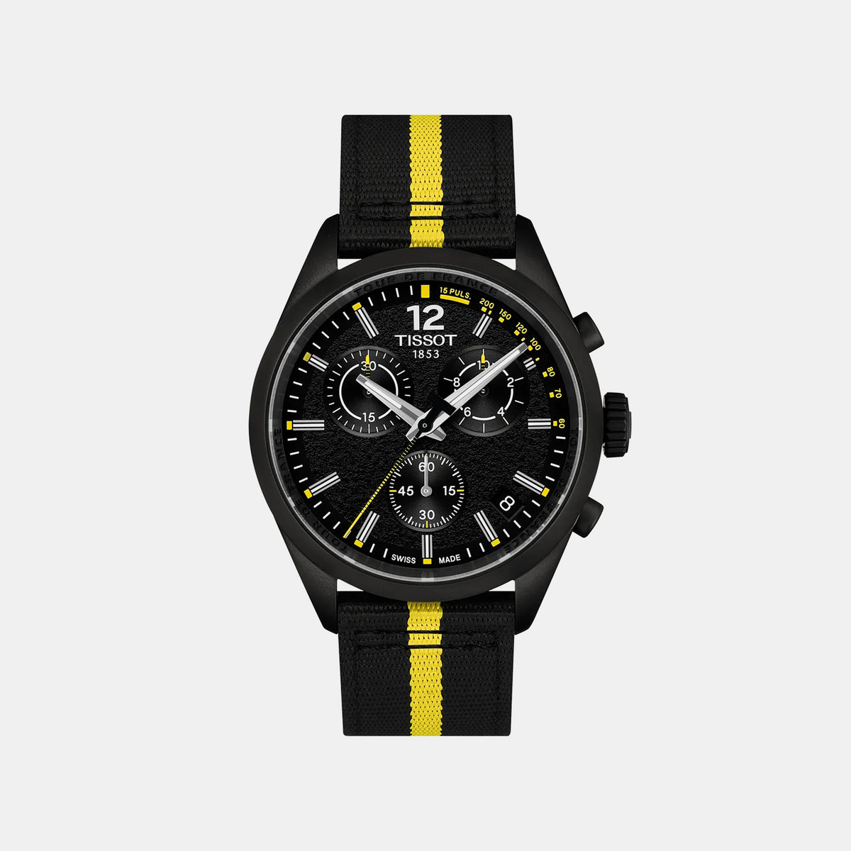 Pr 100 Men Quartz Black Dial Chronograph Fabric Watch T1504173705700