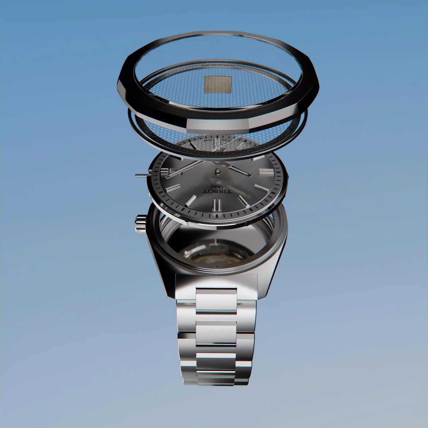 PRC 100 Solar Unisex Silver Dial Analog Stainless Steel Watch T1514221103100