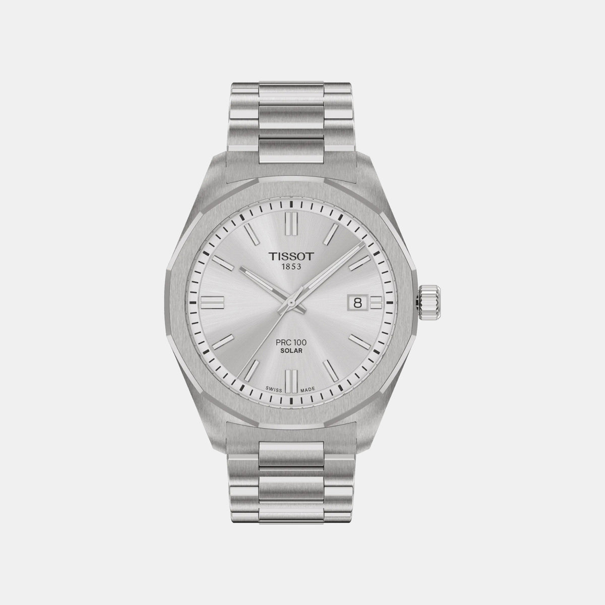 PRC 100 Men Solar Silver Dial Analog Stainless Steel Watch T1514221103100