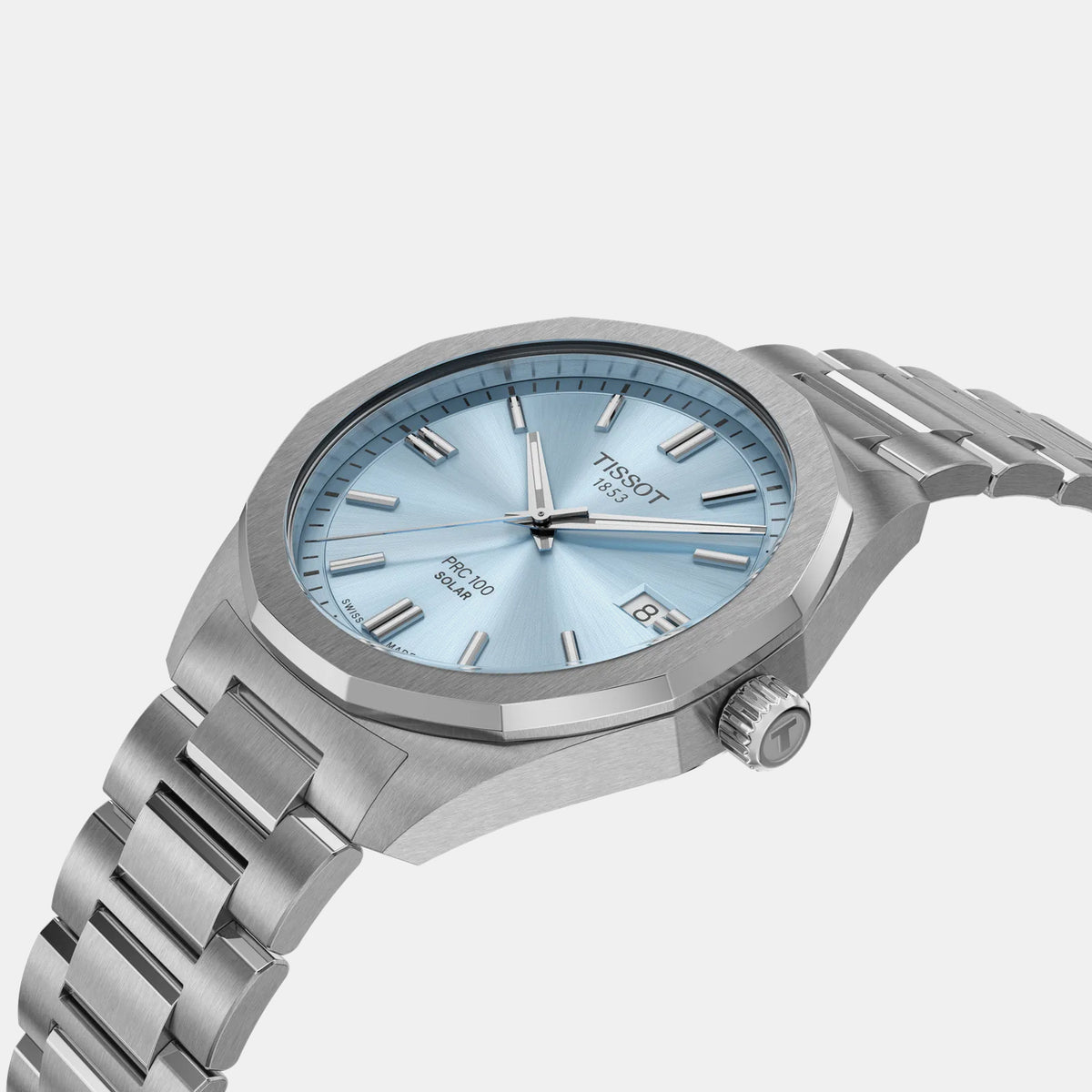 PRC 100 Men Solar Blue Dial Analog Stainless Steel Watch T1514221135100