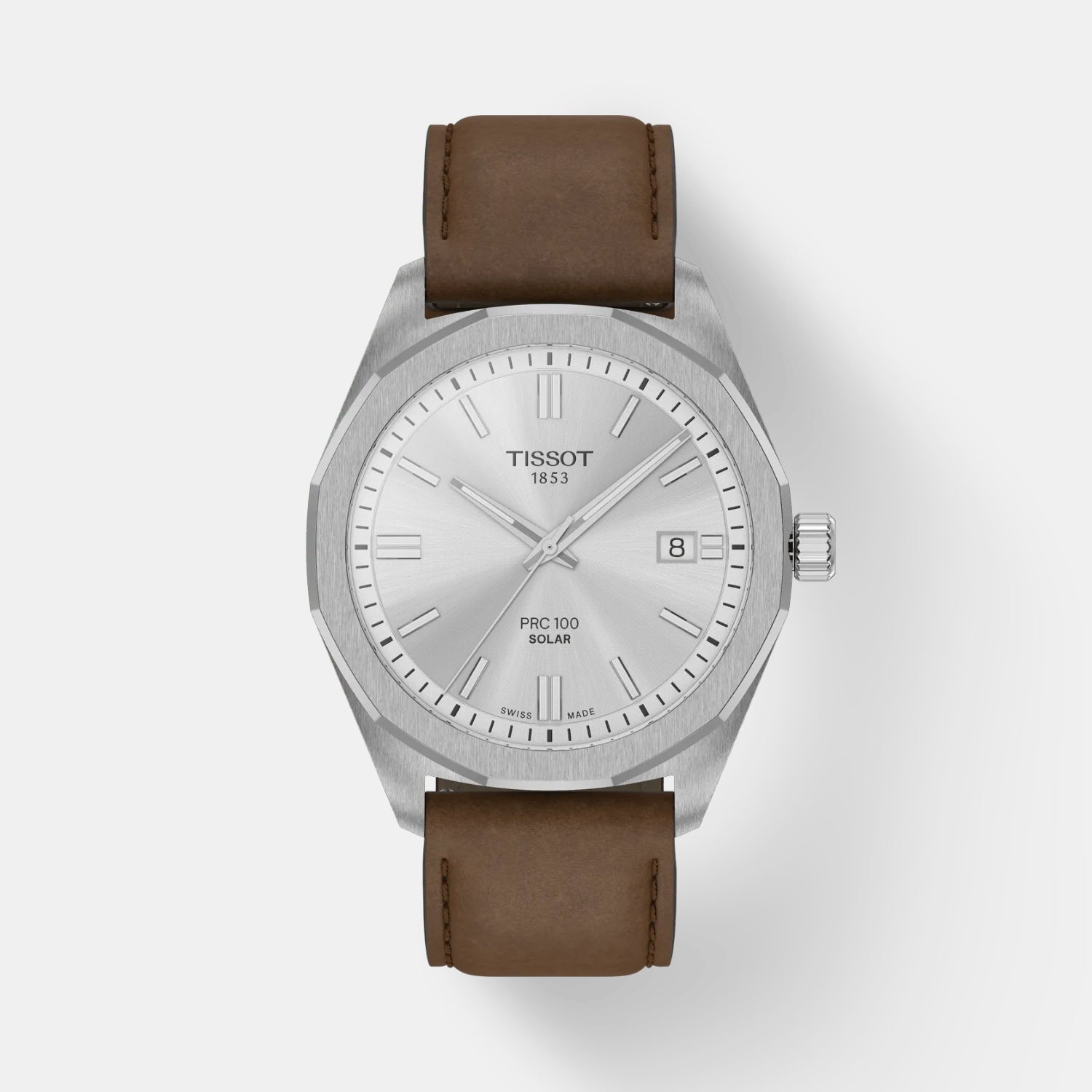 PRC 100 Solar Unisex Silver Dial Analog Leather Watch T1514221603100