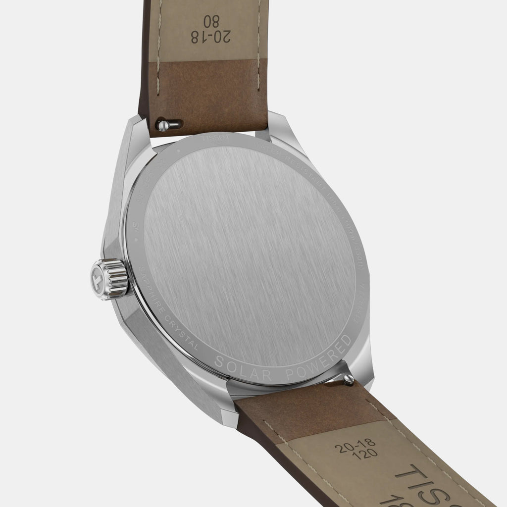 PRC 100 Solar Unisex Silver Dial Analog Leather Watch T1514221603100