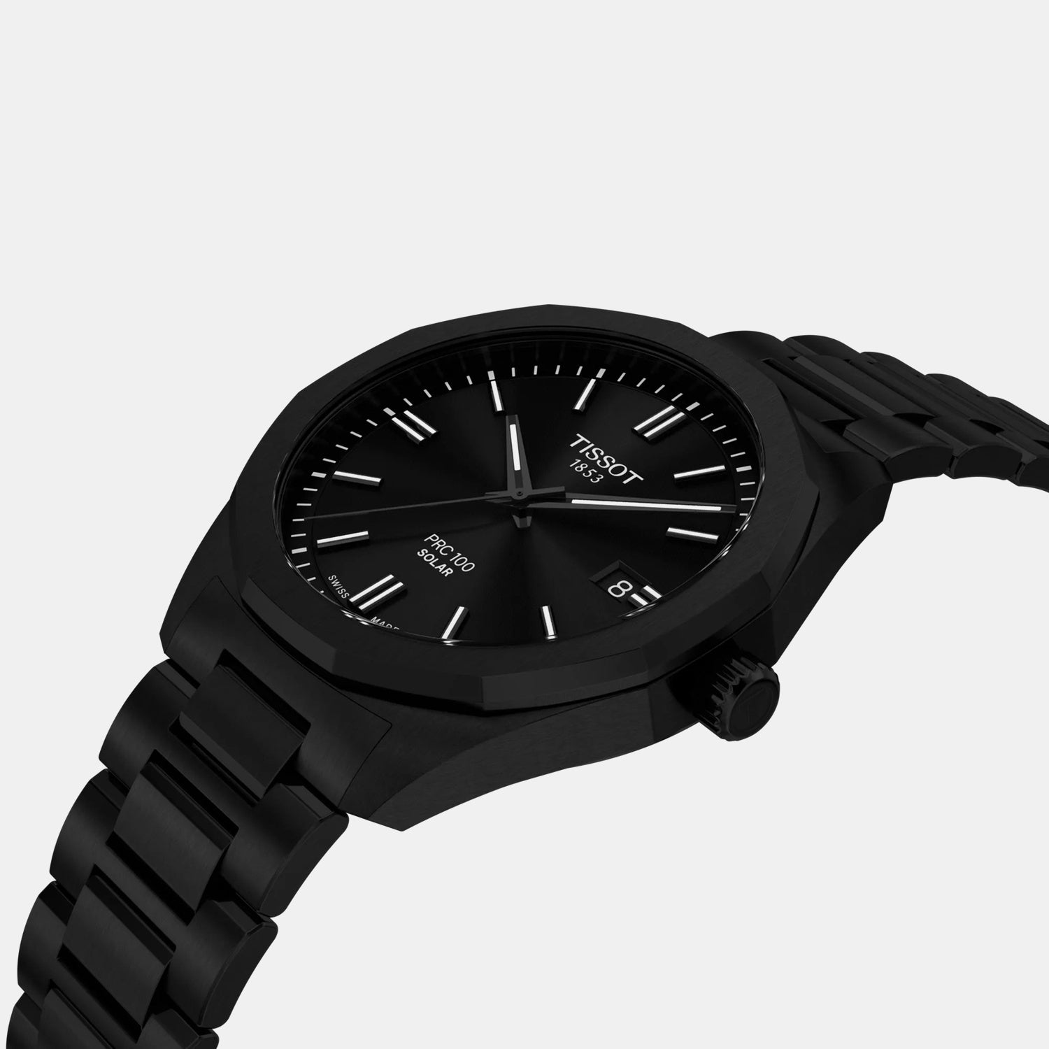 PRC 100 Unisex Solar Black Dial Analog Stainless Steel Watch T1514223305100