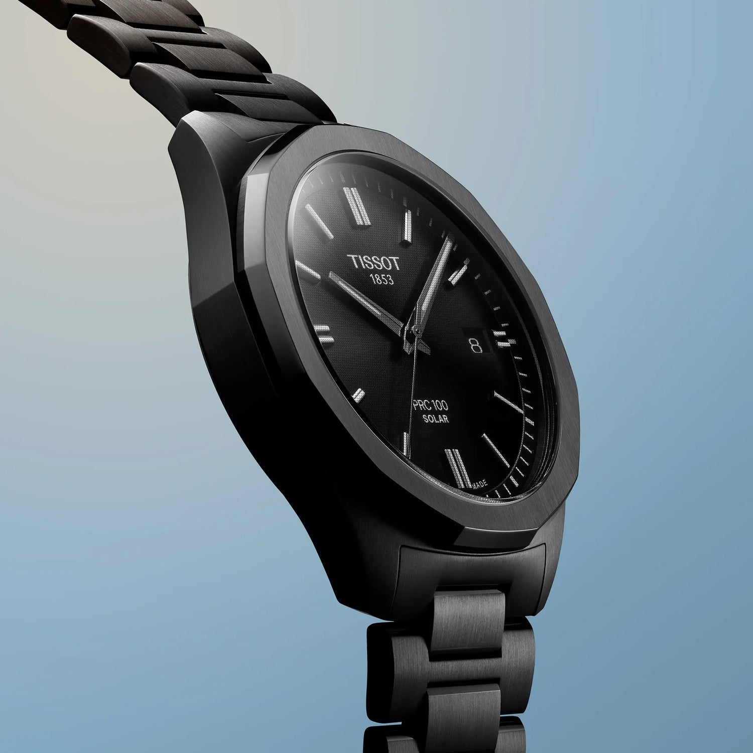 PRC 100 Unisex Solar Black Dial Analog Stainless Steel Watch T1514223305100