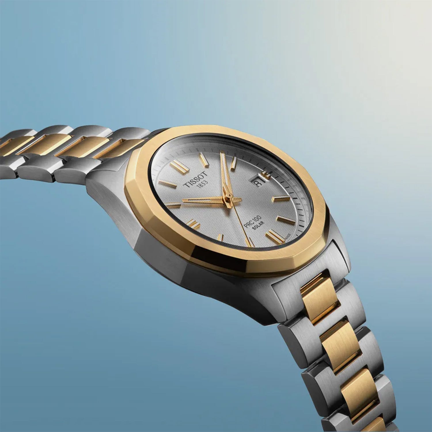 Classic Contemporary Men Quartz Silver Dial Analog Stainless Steel Watch T1518222203100