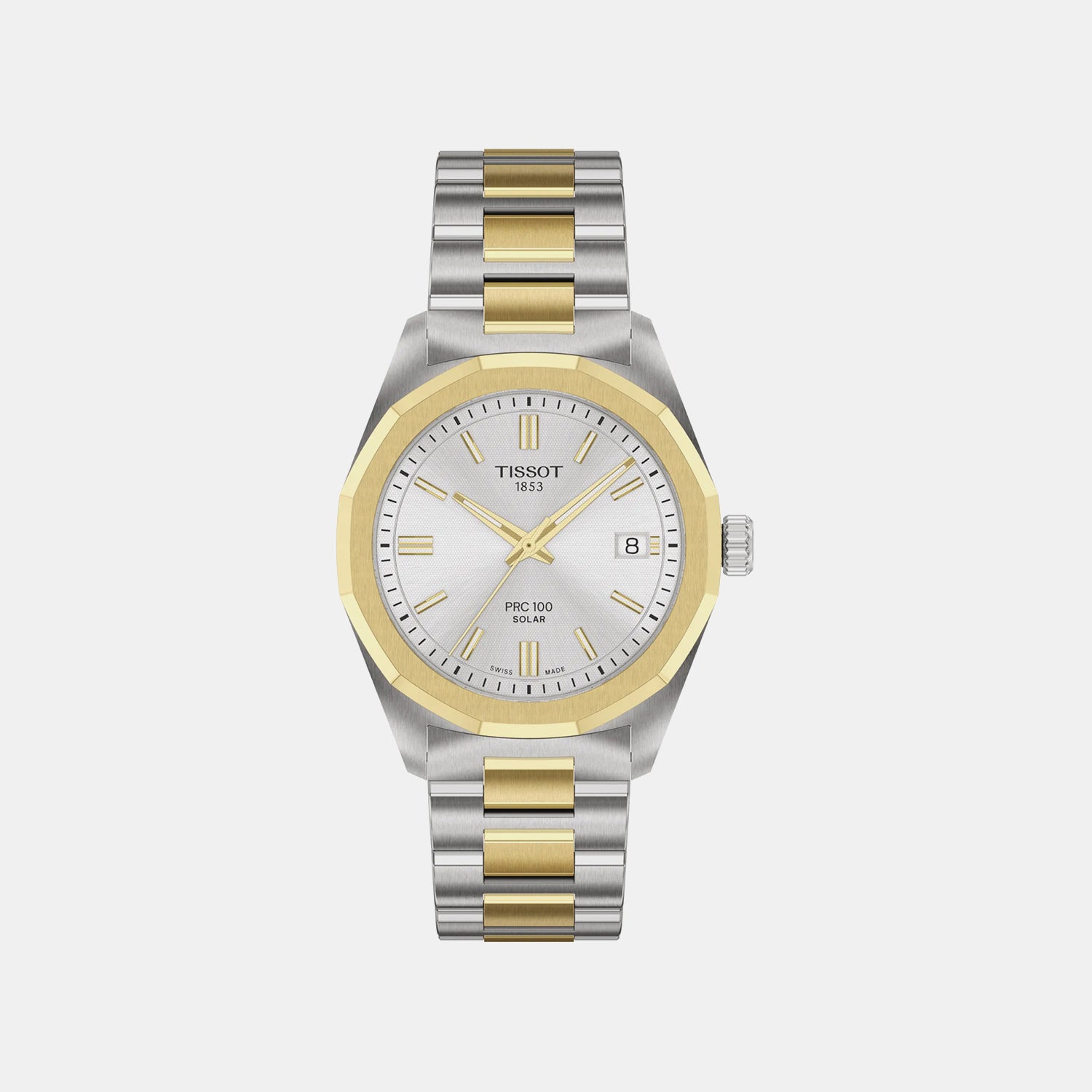 Classic Contemporary Men Quartz Silver Dial Analog Stainless Steel Watch T1518222203100