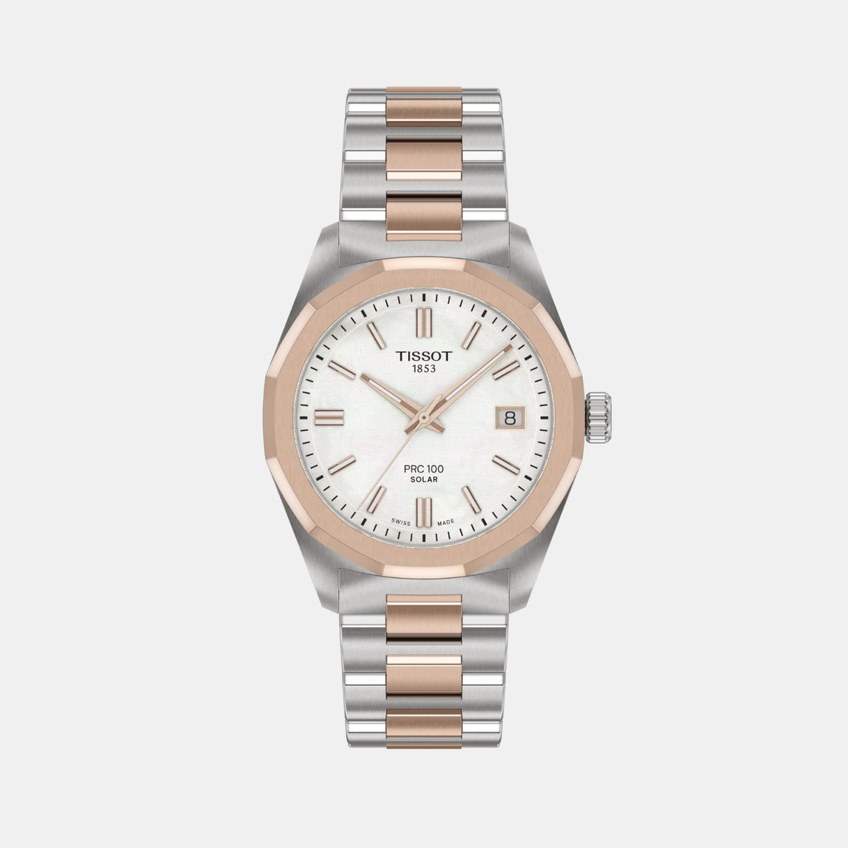 PRC 100 Women Solar Mother Of Pearl Dial Analog Stainless Steel Watch T1518222211100