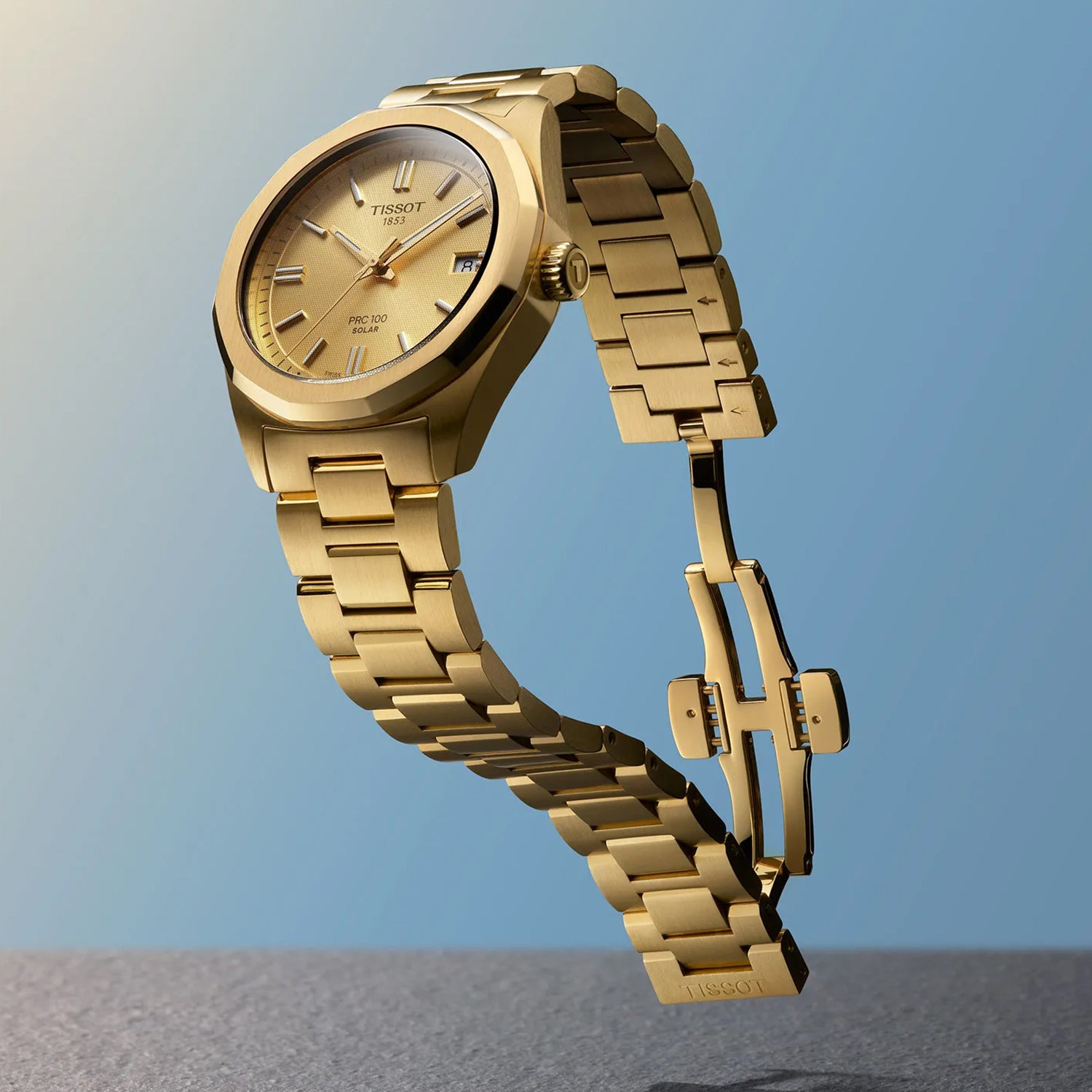 PRC 100 Solar Women Champagne Dial Analog Steel Watch T1518223302100