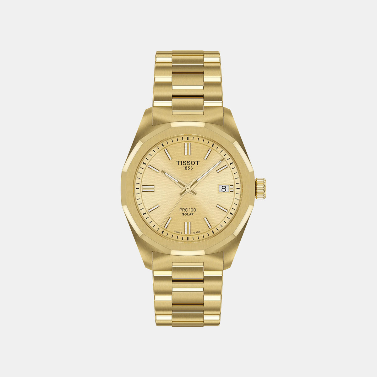 PRC 100 Women Solar Champagne Dial Analog Stainless Steel Watch T1518223302100