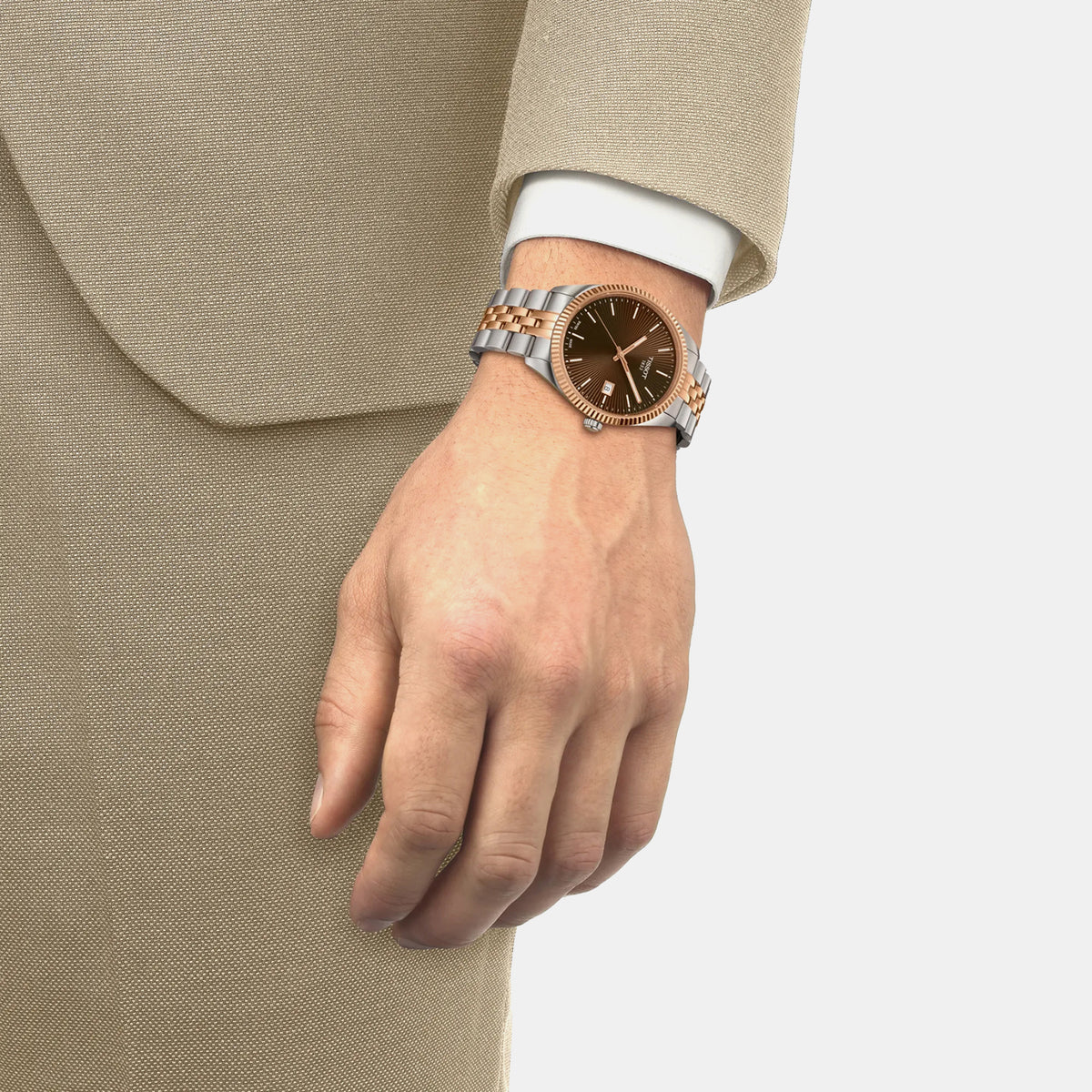 Ballade Men Quartz Brown Dial Analog Stainless Steel Watch T1564102229101