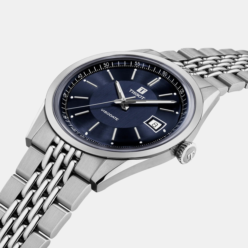 Classic Traditional Men Automatic Blue Dial Analog Stainless Steel Watch T1574071104100