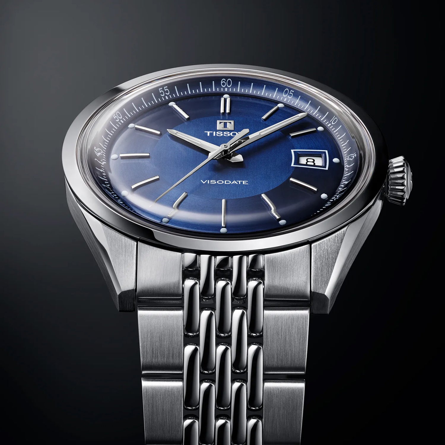 Classic Traditional Men Automatic Blue Dial Analog Stainless Steel Watch T1574071104100