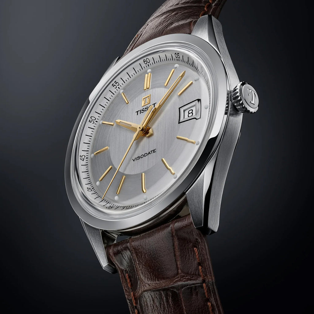 Visodate Men Automatic Silver Dial Analog Leather Watch T1574071603100