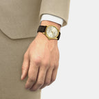 Classic Dream Men Automatic Ivory Dial Analog Leather Watch T1584073626100