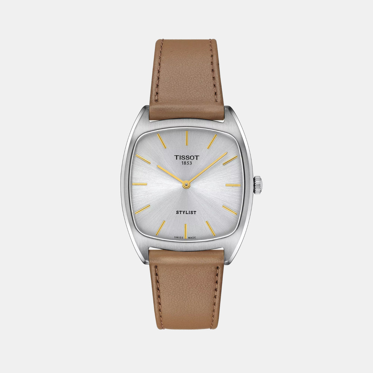 Stylist Unisex Quartz Silver Dial Analog Leather Watch T1599091603100
