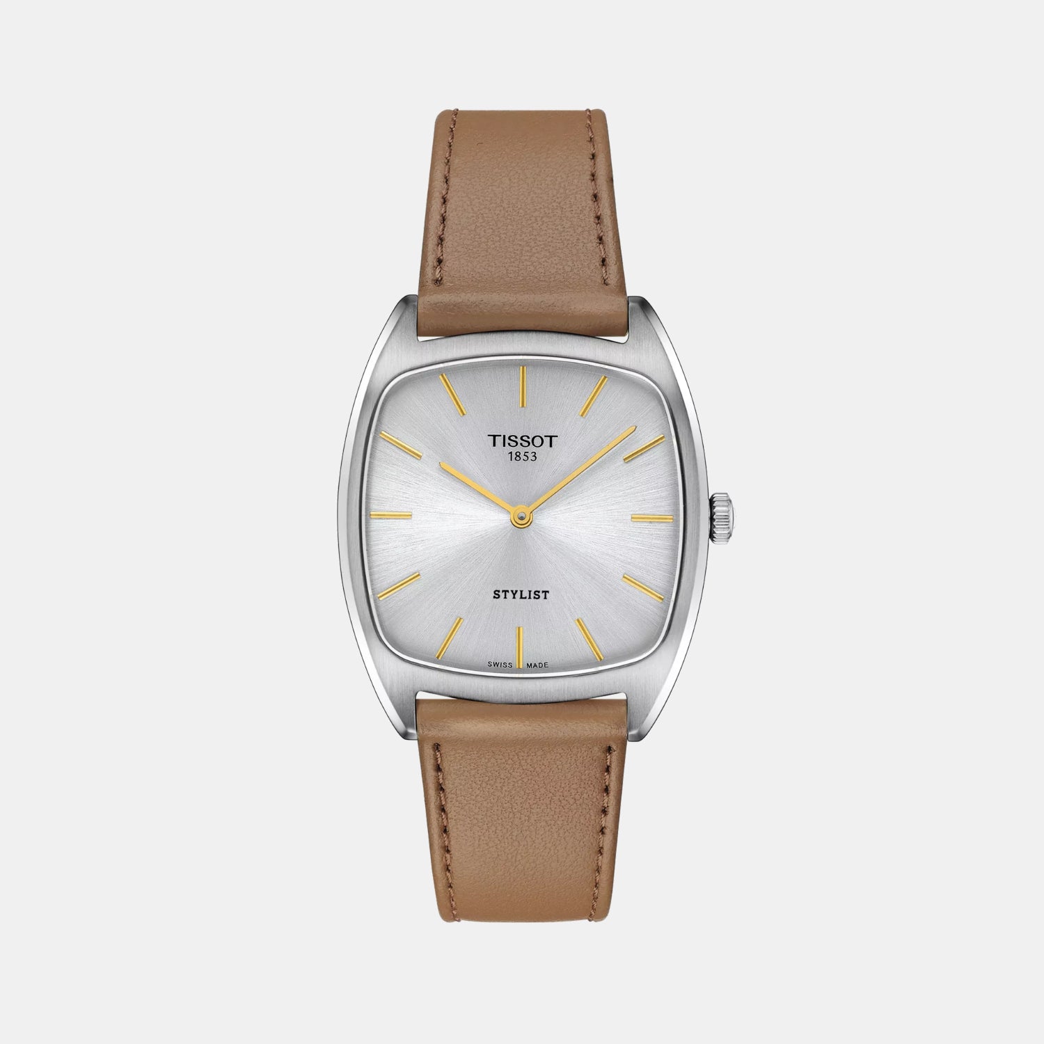 Stylist Unisex Quartz Silver Dial Analog Leather Watch T1599091603100