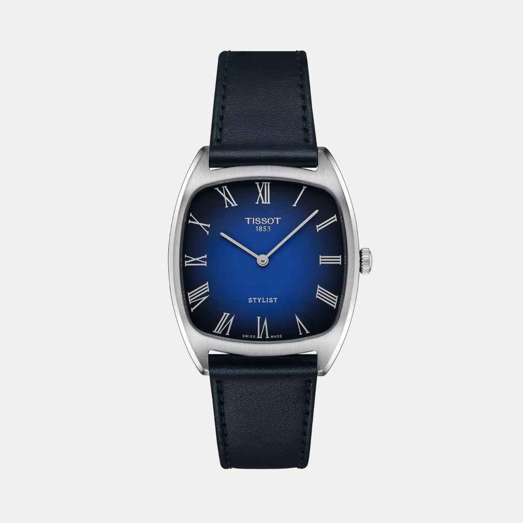 Stylist Men Quartz Blue Dial Analog Leather Watch T1599091604300