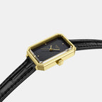 SRV Women Quartz Black Mother Of Pearl Dial Analog Leather Watch T1601103612600