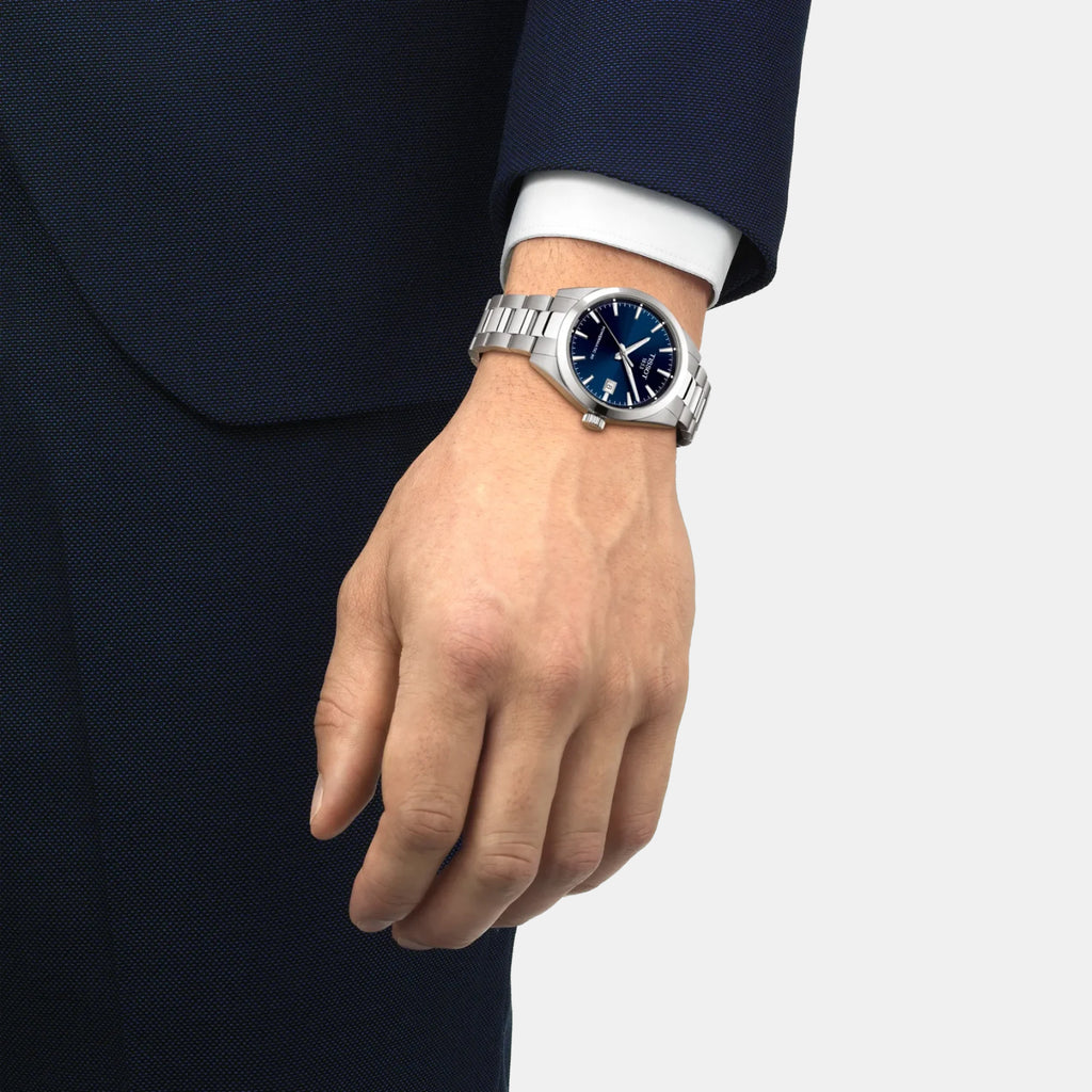 Gentleman 38mm Men Automatic Blue Dial Analog Stainless Steel Watch T1658071104100