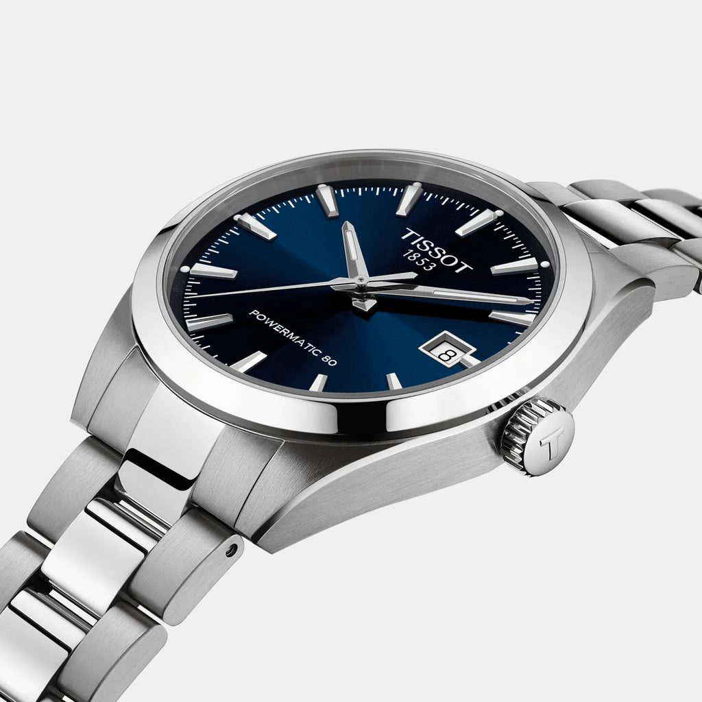 Gentleman 38mm Men Automatic Blue Dial Analog Stainless Steel Watch T1658071104100